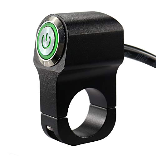 12v 10A Motorcycle ATV 7/8inch 22mm Handlebar Push Button Switch Headlight Hazard Brake Fog Light ON Off Switches-Green LED - color: Green LED for 7/8inch