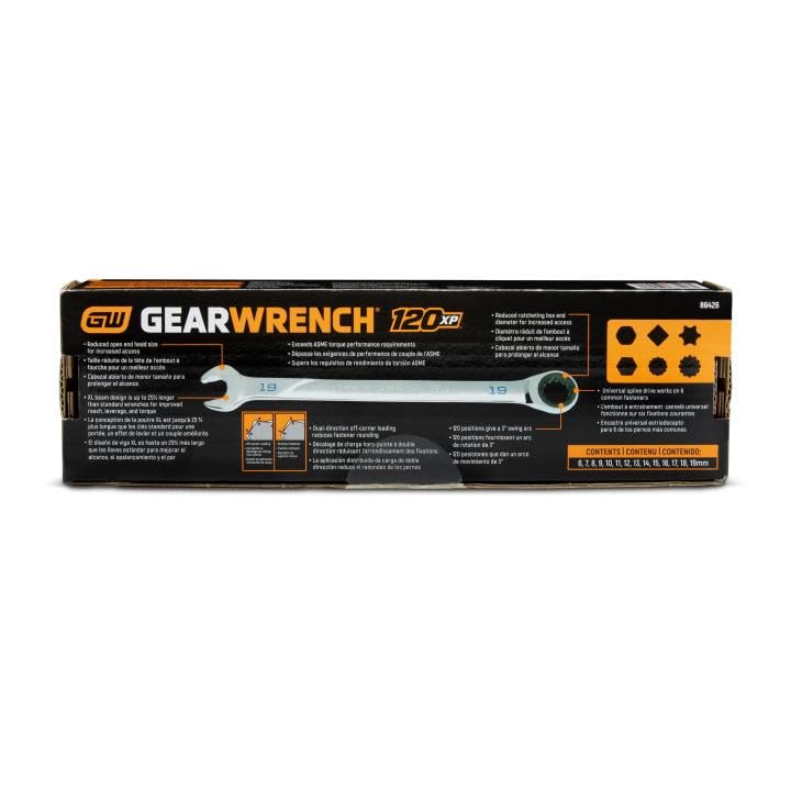 GEARWRENCH Universal Spline XL Ratcheting Combination SAE Wrench Set - 86426 - style: 14 Piece Metric