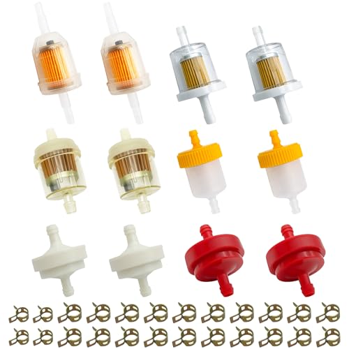 Strongthium 12x 1/4" & 3/16" Inline Gas Fuel Filters Kit - size: 1/4 10pcs + 3/16 2pcs