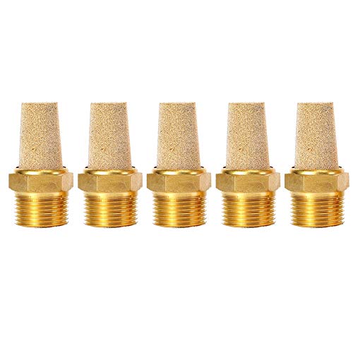 Quickun Air Pneumatic Mufflers, 3/8" Male Thread Sintered Bronze Exhaust Muffler Silencer (Pack of 5) - size: 3/8" Male (5Pcs)
