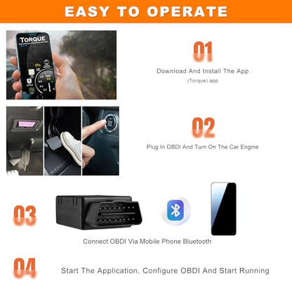 Bluetooth OBD2 Scanner for Car, Wireless OBDII Scan Tool Auto Engine Diagnostic Code Reader, Professional OBD2 Fault Diagnosis Tester Vehicle Interface Scanner for Phone and PC - color: 1PCS