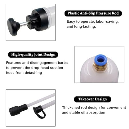500CC Fluid Extractor Automotive, Oil Suction Syringe Fluid Transfer Pump with Long Rubber Hose, Manual Suction Vacuum Fuel Car Transfer Fluid Oil Change Evacuator