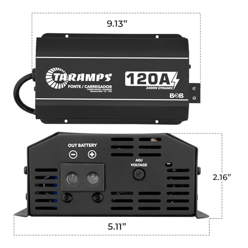 Taramps BOB 120A Power Supply & Battery Charger 12V-15V Adjustable, 120A Dynamic Output, Automatic 127V/220V Bivolt, Smart Cooler, 2000W DC Power Supply for Car Audio, Batteries & LED Systems