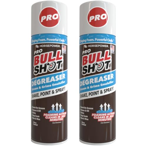 Bull Shot DEGREASER PRO, Heavy-Duty Foaming Grime Remover, Residue-Free 2PK - size: 19 Ounce (Pack of 2)
