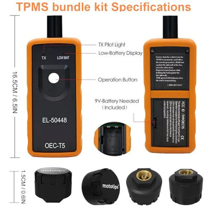 TPMS Sensor GM Tire Pressure Monitoring Sensor Set of 4 with Relearn Tool