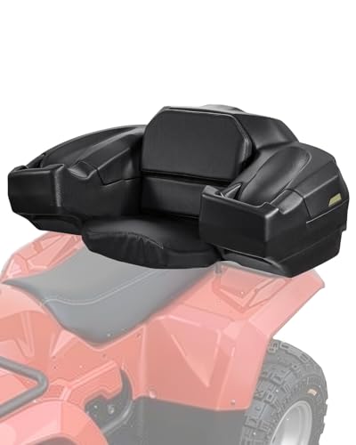 VEVOR ATV Rear Storage Box and Lounger, 95L ATV Cargo Box with Seat & Backrest, Waterproof LLDPE & Lockable Lounger Storage Box Fit Most ATVs with Rear Rack, Compatible with ATV, UTV, Can-Am Vehicles
