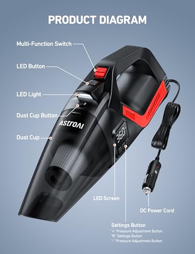 AstroAI 4-in-1 V3 12VDC 16.4FT High Power Handheld Car Vacuum&Tire Inflator
