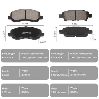 D866+D1037 Front and Rear Ceramic Brake Pads Kit Fit - style: HZ866+HZ1037