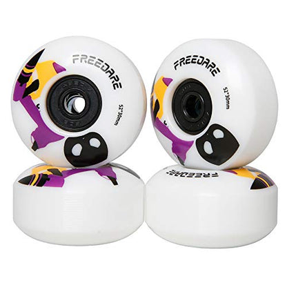 FREEDARE Skateboard Wheels 52mm and Bearings, Spacers Installed 92A for Street Tricks(Pack of 4) - color: pink/white