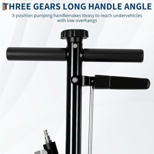 GarveeTech 35 Ton Air Hydraulic Floor Jack for Heavy Duty Trucks & Tractors – Low Profile (10"-21.19"), 4 Adapters, 46" Adjustable Handle – 77,000 lbs Capacity - color: 35 Ton Black