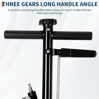 GarveeTech 35 Ton Air Hydraulic Floor Jack for Heavy Duty Trucks & Tractors – Low Profile (10"-21.19"), 4 Adapters, 46" Adjustable Handle – 77,000 lbs Capacity - color: 35 Ton Black