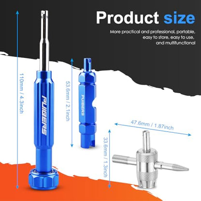 Tire Valve Stem Removal Tool Kit 3-Piece Set, Presta and Schrader Valve Core Removal Tools Set with 4 in 1 Valve Stem Puller Repair Tools