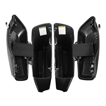 TCMT 4" Stretched Extended Hard Saddlebags Fit For Harley 2014-2024 Touring CVO Road King Road Glide Street Glide Electra Glide Ultra Limited - color: Chrome Latches, size: 4" Stretched