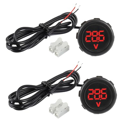 2 Pieces Waterproof DC 4V-100V Voltmeter Gauge (Red) - color: Red, size: Waterproof