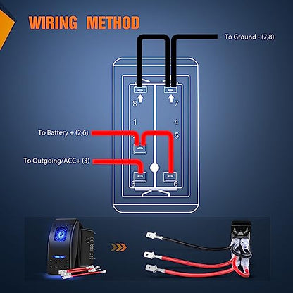 Nilight 3 Pack Rocker Switches 5 PIN with Night Glow DIY Stickers - color: Blue 3 PCS