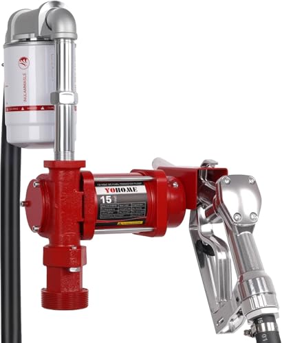 12V 15 GPM Fuel Transfer Pump With Discharge Hose & Manual Nozzle, Gasoline, Diesel, Kerosene & Biodiesel - style: 12V 15GPM Set-Barrel