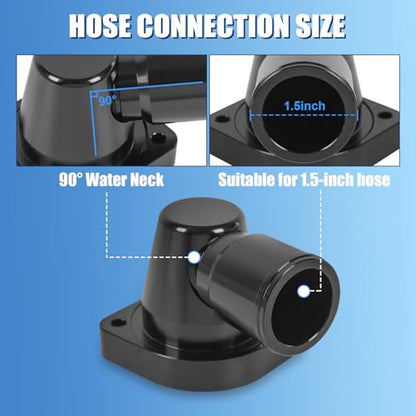 Billet Swivel Thermostat Housings Water Neck 90 1.5" Black Compatible with GM LS LS1 LS2 LS3 LS7 LS9 LSA L76 L92Engine
