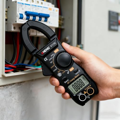 NCV Digital Clamp Meter Multimeter 2000 Counts Amp Voltage Tester Auto-ranging with AC/DC Voltage, AC Current, Resistance, Capacitance, Continuity, Live Wire Test, Black