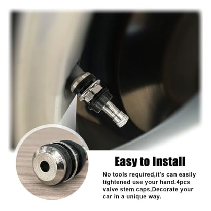 4PCS TR416 Metal Valve Stems, High-Pressure Car Tire Valve Stems, Brass Rubber Clamp-in Tire Valves, Tubeless Valves Outer Mount Fit for 0.453" and 0.625" Rim Holes Long 1-1/2"