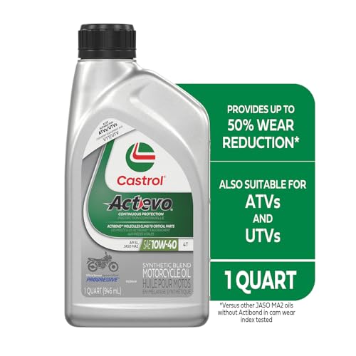 Castrol Actevo 4T 10W-40 Synthetic Blend Motorcycle Oil, 1 Quart, Pack of 6 - size: 1 Quart Bottle, Pack of 6, style: Conventional