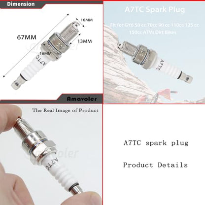Left Starter Kill Light Switch Ignition Key Switch with Spark Plug Aftermarket Replacement Parts Fit for 50cc 70cc 90cc 110 cc 125cc 150cc Chinese ATV Quad 4 Wheeler TaoTao SUNL Coolster Etc