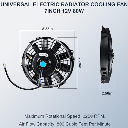 MuHize 7 Inch Twin Radiator Fan Kit 800 CFM Push/Pull Slim Cooling Fans 2PC - size: 2Pcs-7 inch