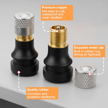Tubeless Tire Valve Stems for Electric Scooter - color: Black&Yellow&Silver, 2 Pcs