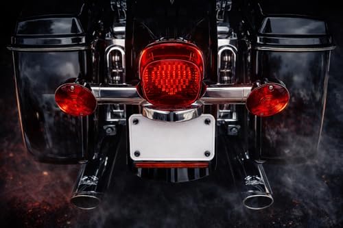 Eagle Lights Strobing LED Brake Light for Harley Davidson Motorcycles with Bottom License Plate Window - color: Red with Bottom License Plate Window