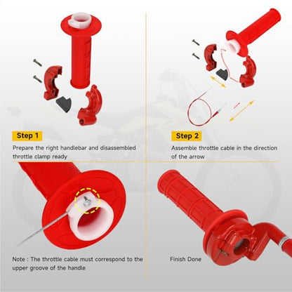 HIAORS 7/8" Mini Bike Throttle Cable Kit Assembly Compatible with Predator 212cc 196cc Coleman CT200U CT200U-EX BT200X CC100X Baja Warrior MB200 DB30 Motovox SSR Apollo CRF50 Pit Dirt Bike Parts (Red) - color: Red