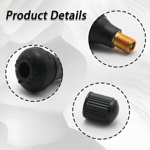 5 Pack TR412 Rubber Tire Valve Stem, Snap-in Short Valve Stems Low Profile Set, Black Valve Stem Replacement Kit for Vehicle Tires/Car Owners