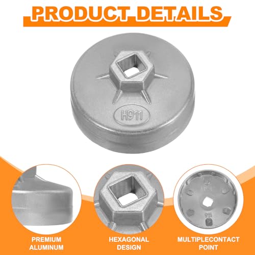 HARFINGTON 2pcs Oil Filter Cap 12 Flute 85.5x43x76mm (WxHxID) 1/2" Square - size: 12 Flute 85.5 x 43 x 76mm