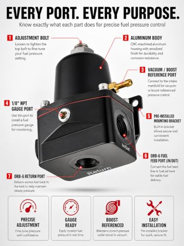 Adjustable 6AN EFI Fuel Pressure Regulator,Bypass Return 30-70PSI&75-120PSI