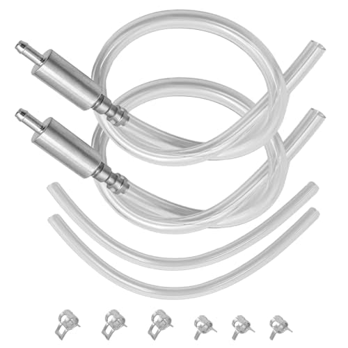 Sun Walker 2 PCS Brake Bleeder Hose, Hydraulic Brake Bleeder One Way Check Valve with Soft Tube & Clamp, Anti-Backflow Motorcycle Clutch Fluid Bleeding Hose Replacement Kit