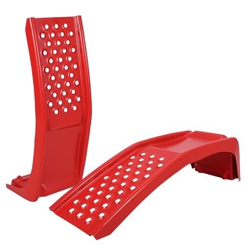 GarveeTech Heavy Duty Car Ramps Set 8000 LBS Auto Ramp Solid Steel Ramps, Pack of 2, Max Lift Height 8 inch (Red, Product Size 34.7" L x 11" W x 9" H)