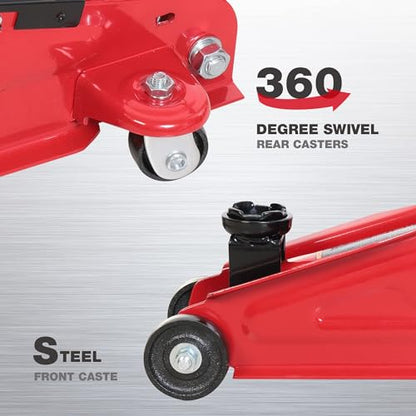 Big RED 2 Ton (4,000 lb.) Hydraulic Trolley Service Lift Jack/Portable Floor Jack with Special Slow Release and Blow Mold Carrying Storage Case - size: 2 Ton (4,000 lb) with Case