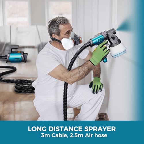 Tilswall Shark800 Paint Sprayer HVLP 800W Electric Spray Paint Gun, Blue - color: Blue