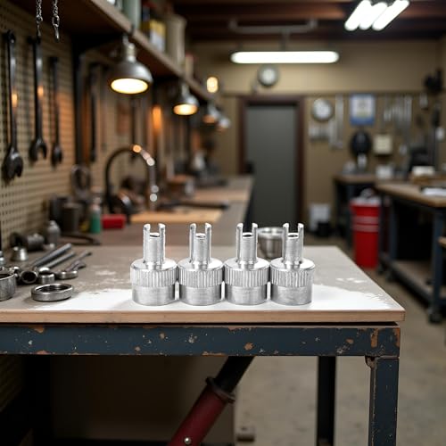 4Pcs Silver Slotted Valve Cap Metal Slotted Slot Valve Caps with Valve Core Remover Wheel Caps for Schrader Car Motorcycle Bikes Nipple Caps Cover，Valve Stems and Caps，Stem Caps