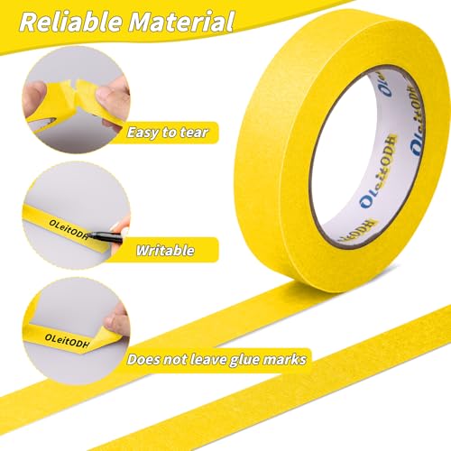 Oleitodh 42 Rolls Yellow Painters Tape 1 Inch x 55 Yards Masking Tape Bulk - color: Yellow, size: 1In x 55Y - 42Pack