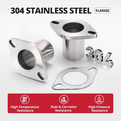 EVIL ENERGY 2 Bolt Exhaust Flange Repair Piping Kit, 304 Stainless Steel Exhaust Flange and Gasket Set with Bolts and Nuts, Universal Flange Replacement Kit for Quick Fix Repair (2") - size: 2"