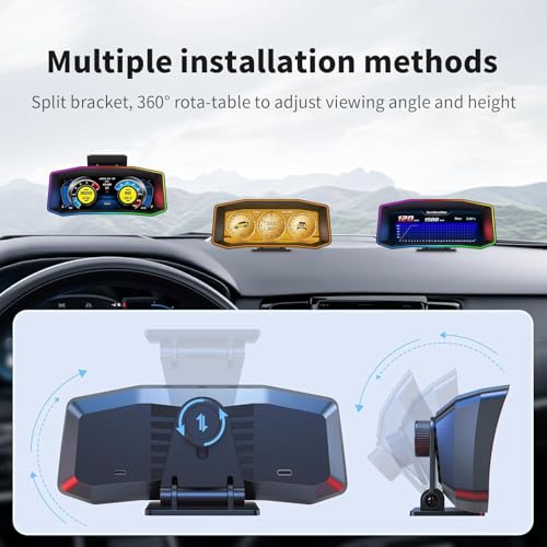 OBD2 Gauge Display 6.2" HD GPS Speedometer Multi-Function Meter