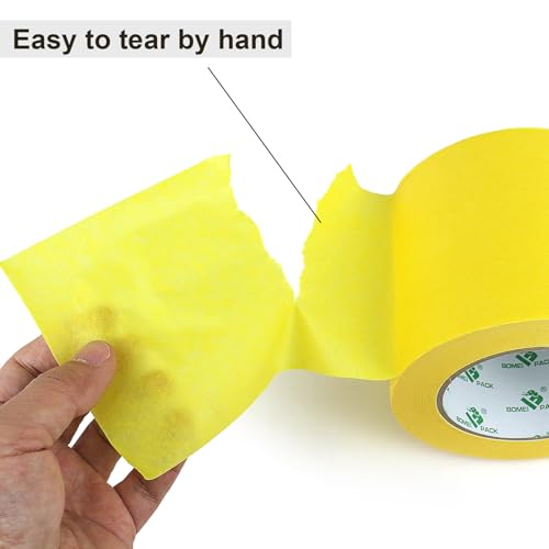 BOMEI PACK Wide Yellow Painters Tape 4 Inches x 30 Yards, 3D Tape, 3D Printing Tape for Laser Cutting, 21-Day Clean Removal Wide Masking Tape - color: Yellow