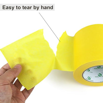 BOMEI PACK Wide Yellow Painters Tape 4 Inches x 30 Yards, 3D Tape, 3D Printing Tape for Laser Cutting, 21-Day Clean Removal Wide Masking Tape - color: Yellow