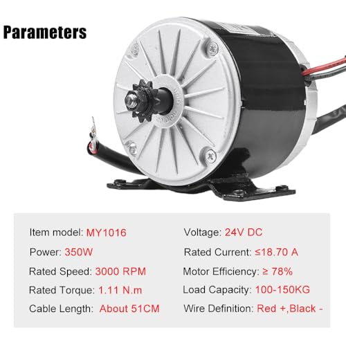 24V 350W Brushed Electric Motor Kit, Speed Controller, Throttle with Key - size: 24V 350W