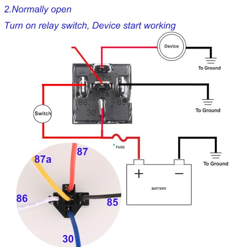 Gebildet 2pcs JD1914 Car Relay Harness 12V 40A 4 Pin SPDT 12AWG Harness Sockets with Built-in Diode for Automotive Truck Van Motorcycle Boat - style: 12V-5pin