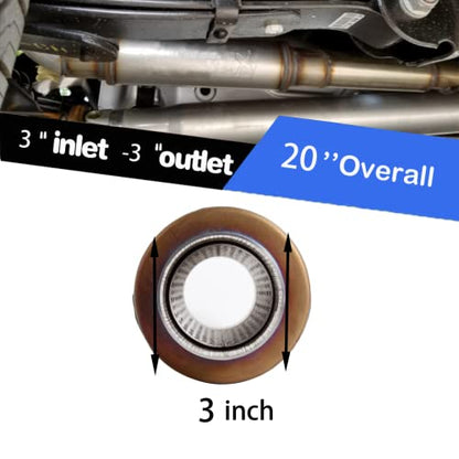 Exhaust Muffler Universal Stainless Steel Straight Through Design,Resonator Super 10 Muffler (3'') - size: 3''