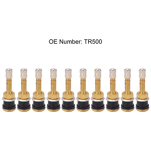 Tire Valve Stems Metal Valve Stems 10Pcs TR500 Tubeless Tire Valve Stems Sturdy Heavy Duty Clamp Valve Stem Core, Brass