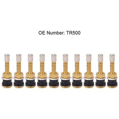 Tire Valve Stems Metal Valve Stems 10Pcs TR500 Tubeless Tire Valve Stems Sturdy Heavy Duty Clamp Valve Stem Core, Brass