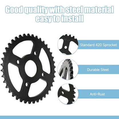 YOXUFA 40 Tooth Sprocket 420 Chain with Rear Drive Chain 90 Links Replacement for Coleman Mini Bike CT200U BT200X CT200U-EX Baja Warrior TrailMaster MB200 Axis M200 Predator 212 196cc 200cc 6.5hp Part
