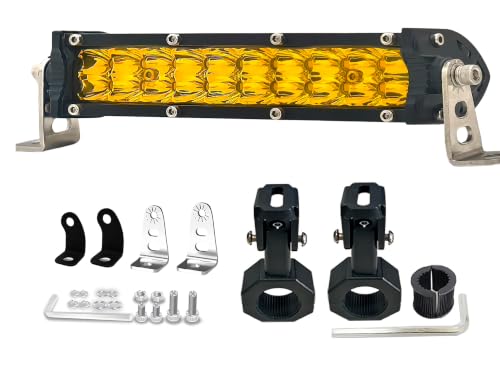 7 Inch Amber Dirt Bike Light Bar for Ebike with Handlebar Clamps & Rubbers - color: (Amber) Light Bar with Bar Clamps