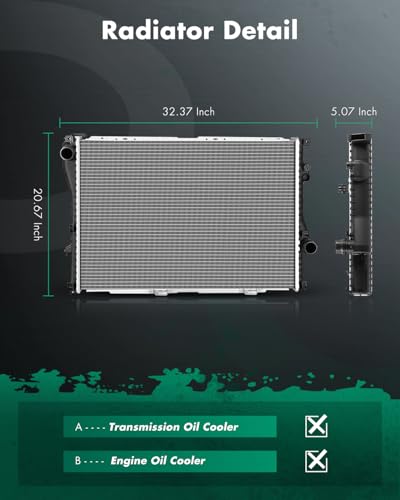 SCITOO Engine Cooling Radiator compatible with 2001-2005 for 525i 2.5L - size: 2284